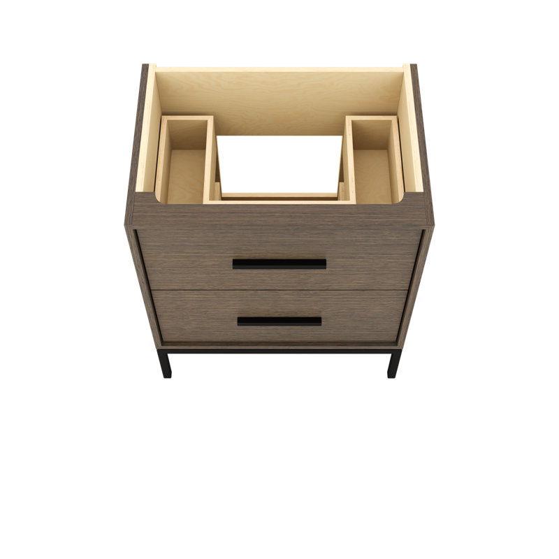 Rift White Oak Two-Drawer Single Bath Vanity, Smoked Modern, Matte Black, 30"