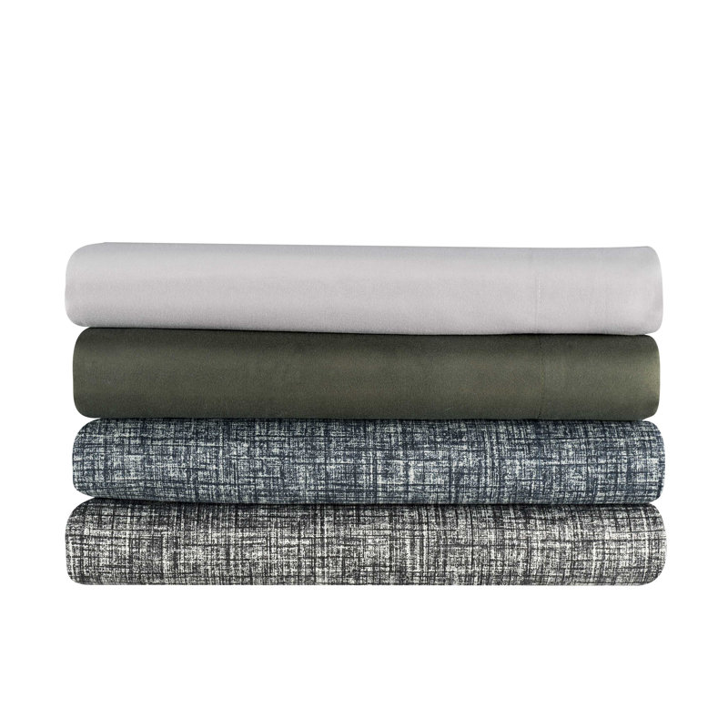 Gray Crosshatch Queen Polyester Microfiber Sheet Set