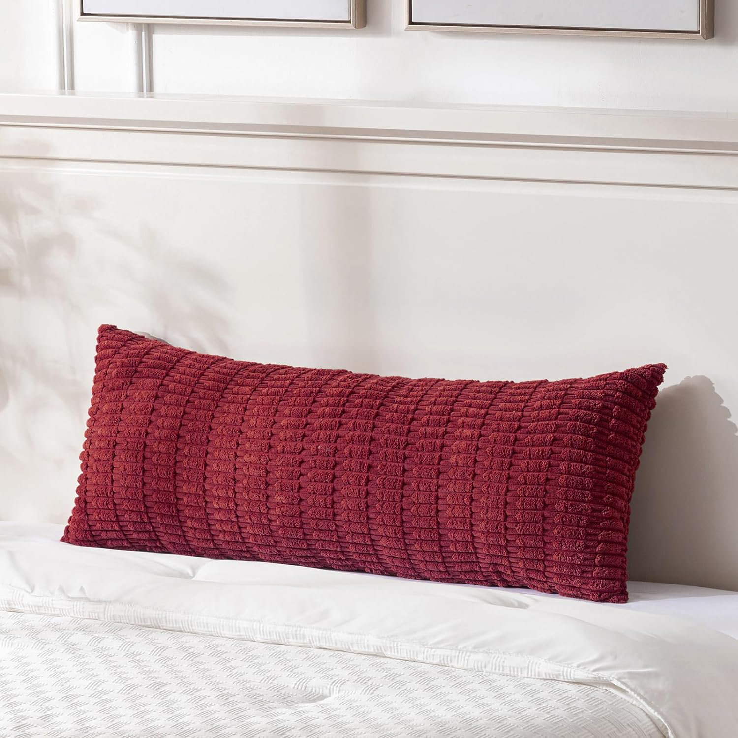 FETLOD Burgundy Long Body Lumbar Decorative Throw Pillow Covers