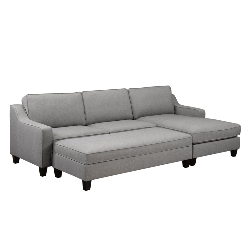 Canapé modulaire avec repose-pieds Mila, gris, Orienté à droite
