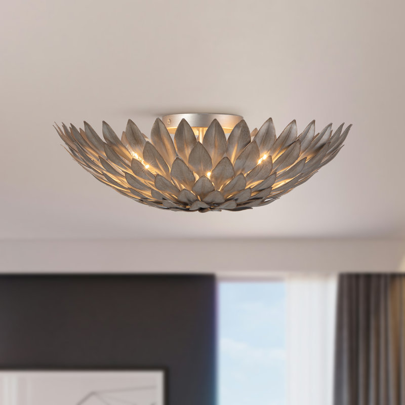 Posie 17-in Aged Silver Flush Mount