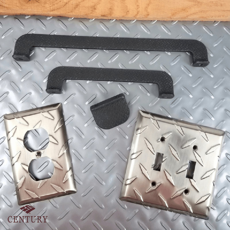 Poignée barre 6 5/16 po Diamond Plate, Acier noir mat