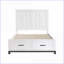 Grand lit plateforme avec rangement en bois et tiroirs - Aucun sommier nécessaire, finition blanche pour la chambre à coucher