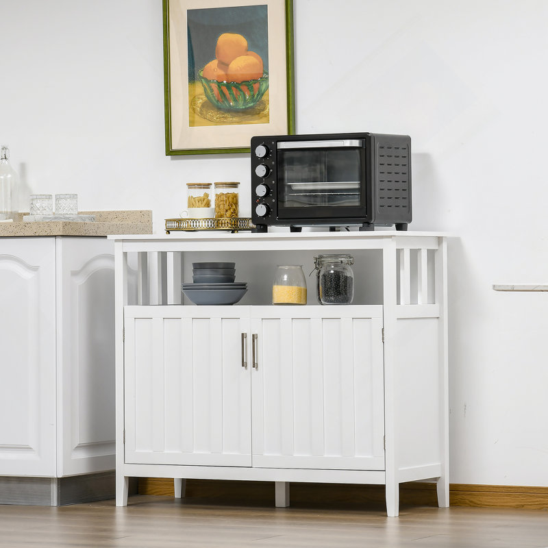 Buffet de cuisine, buffet avec 2 portes et tablettes réglables pour la salle à manger, blanc