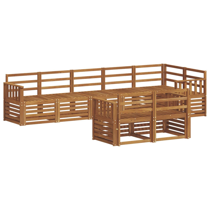 306 cm W Solid Wood Patio Corner Sofa Set
