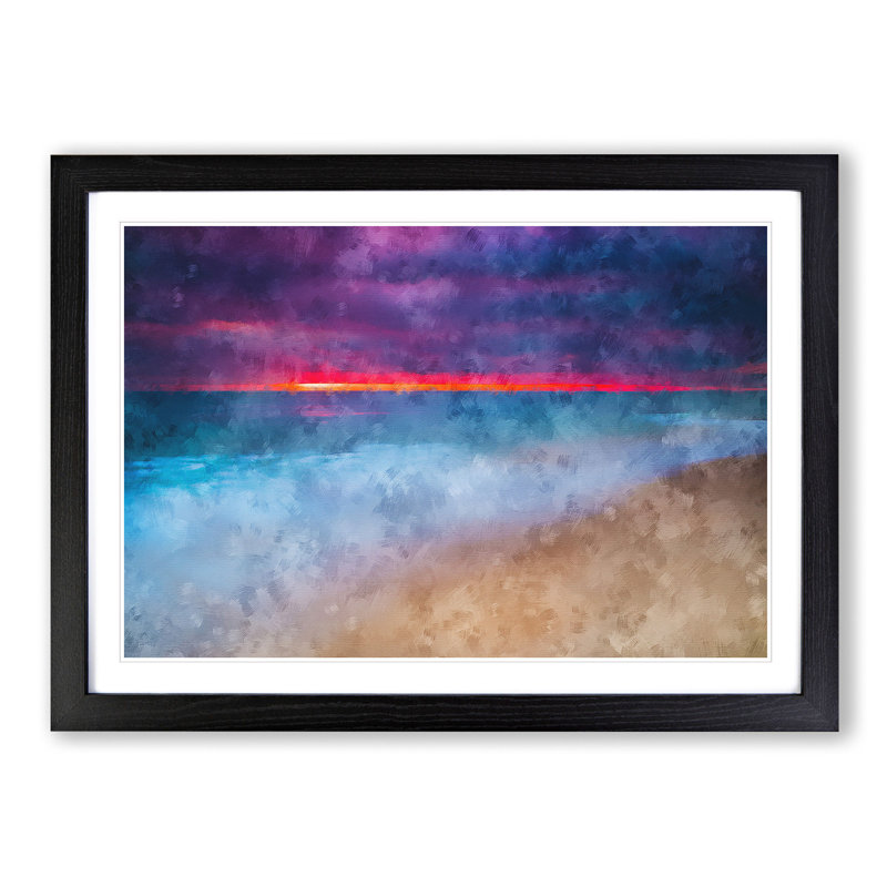 Pink Sunset - Single Picture Frame Print on MDF, 62cm H x 87cm W x 2cm D, Black