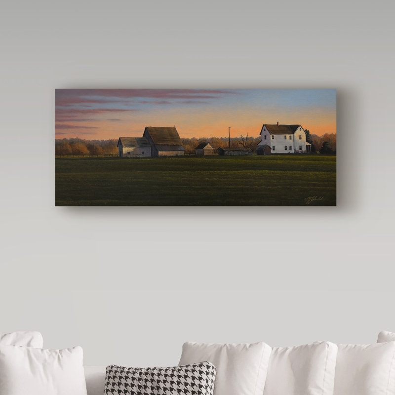 Berrien «Sunset On A Family Farm», reproduction d'impression sur toile tendue, H 20 po x l 47 po x P 2 po