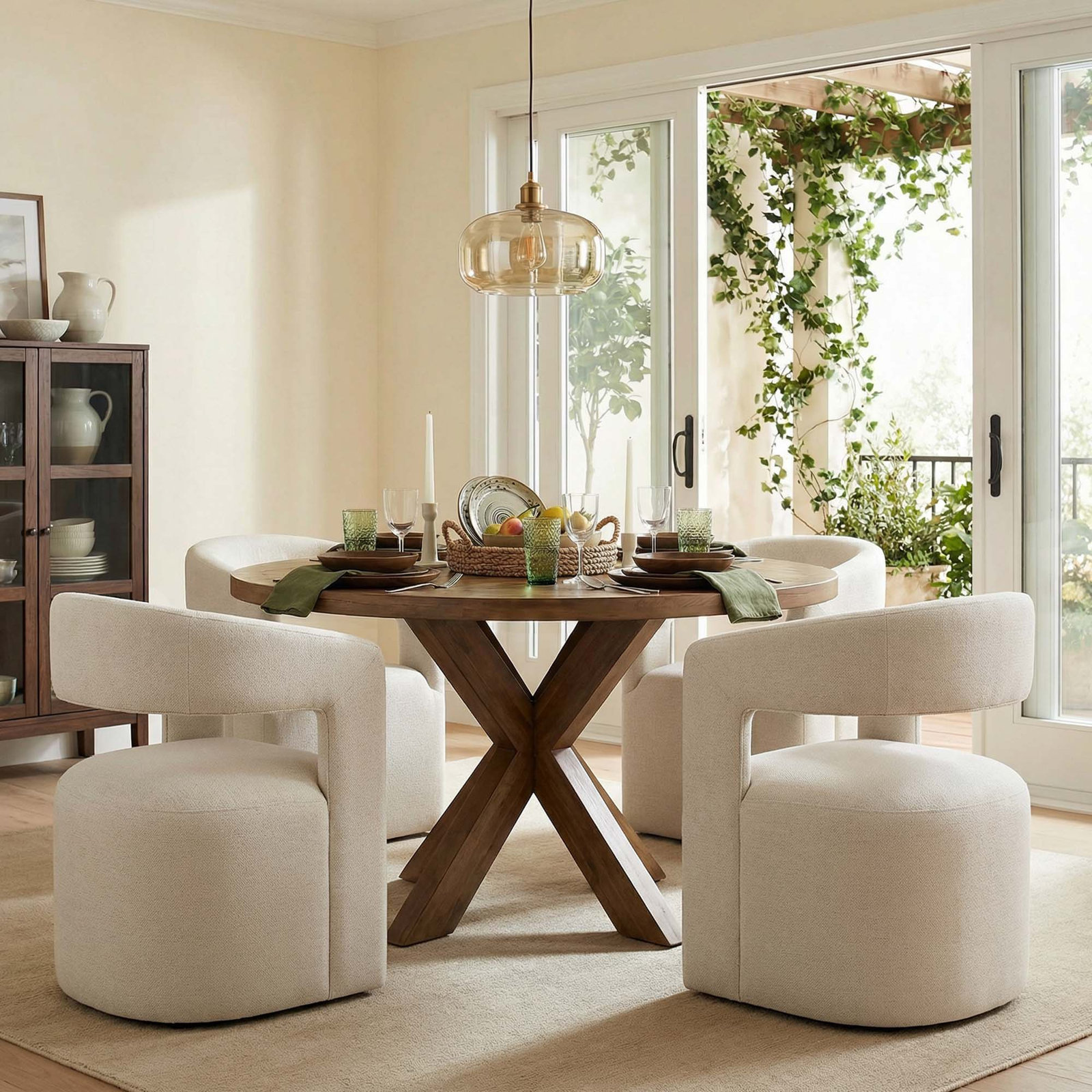 Upholstered Dining Chair, Off-White