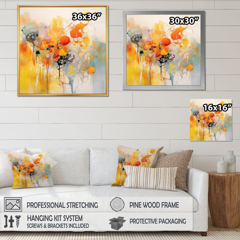 Orange and Yellow Color Whirls III - Abstract Minimalism Canvas Wall Art, 30" H x 40" W x 1.5" D, Wrapped Canvas