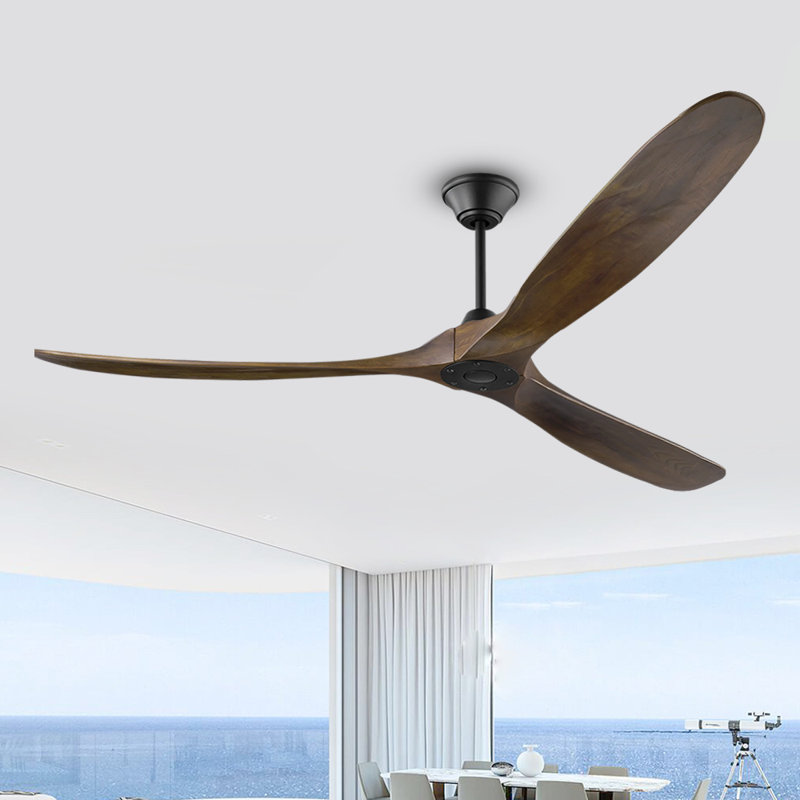 Reversible Dc Motor Ceiling Fan Featuring Premium Solid Wood Blades And App Based Smart Control,Suitable For Bedrooms, Living Rooms, And Covered Patios