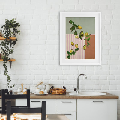Midcentury Avocado & Lemons Framed Print Under Glass, design by Dani Heyward