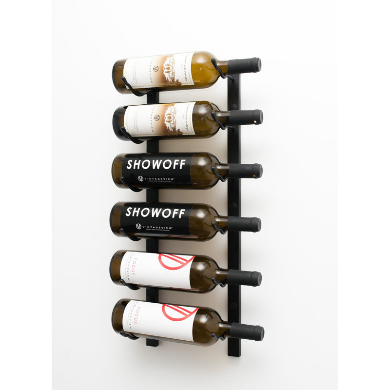 W Series Wall Mounted 6 Bottle Wine Rack, Matte Black