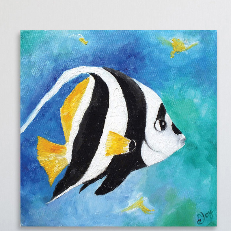 «Banner Fish» par Nicola Joyner, reproduction sur toile tendue, H 18 po x l 18 po