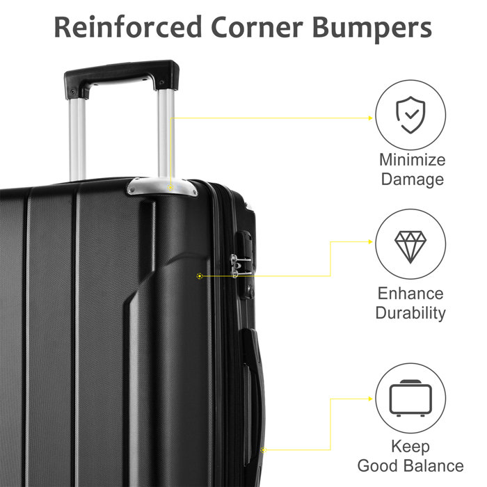 Ikkle Hardshell 3 Luggage Sets 20''24''28'', Spinner Travel Suitcase ...