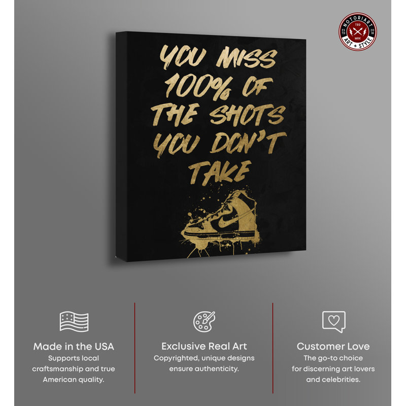 Gold and Black Motivational Quote Canvas Wall Art, 36" x 30"