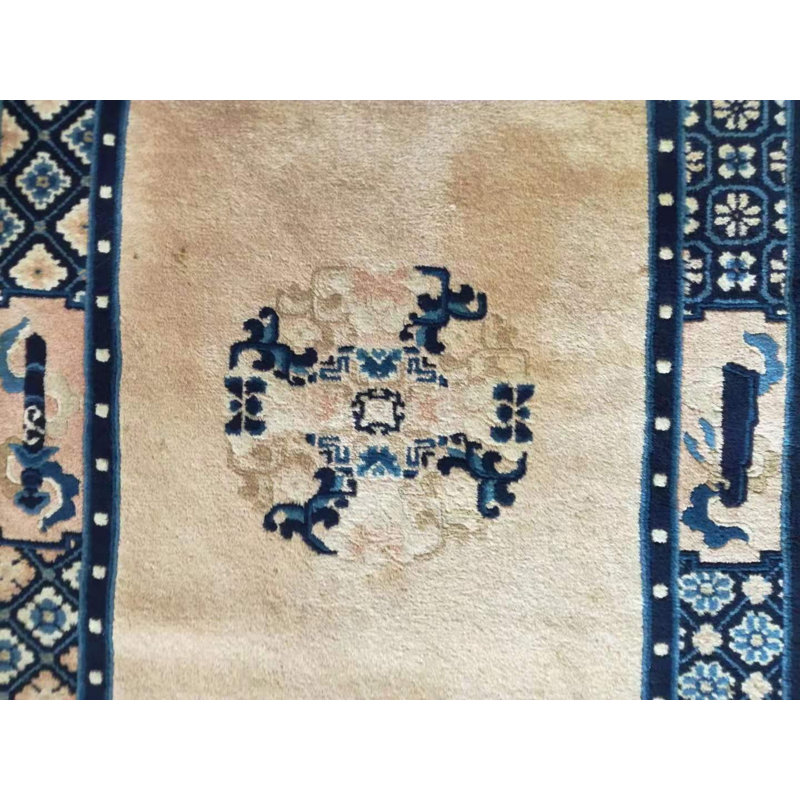 Tapis de couloir rectangulaire en laine chinois - ivoire Pékin
