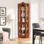 Vitrine de coin avec lumières, tablettes réglables en verre trempé, dos en miroir, vitrine (ampoule E26 non incluse)-133255444-133255446