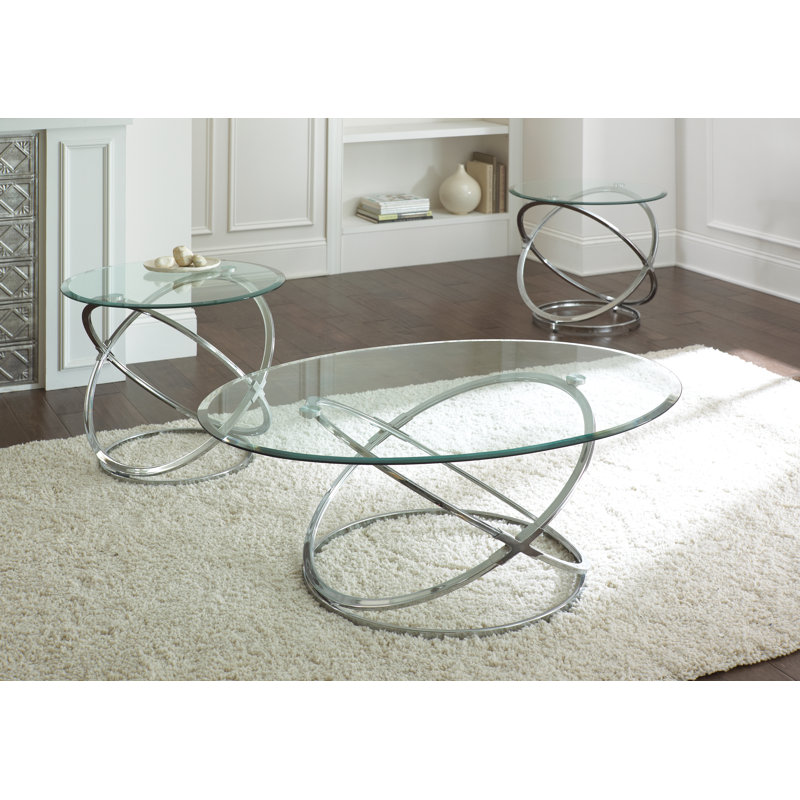 Amitoj 3 - Piece Glass Top Living Room Table Set