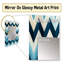 Motif à chevron géométrique bleu et blanc Theisen - miroir chevron, miroir mural décoratif Glam, impression d'art en métal-722251100