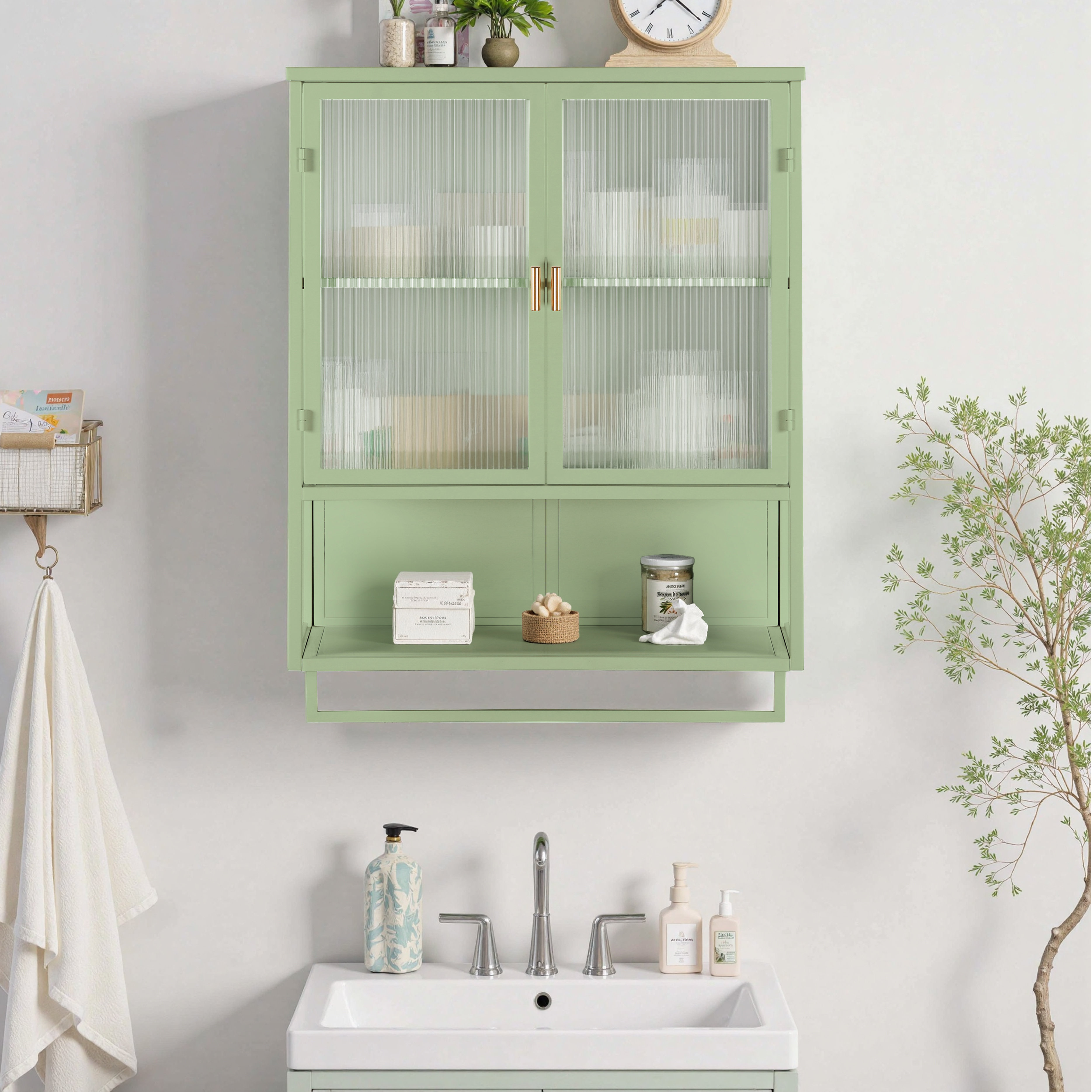 Latitude Run® Larock Glass+Metal Wall-mounted Bathroom Cabinet,Wall ...