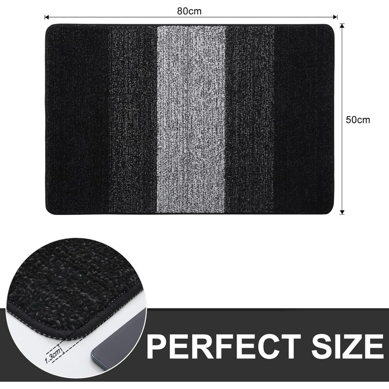 Door Mats Indoor, Machine Washable Soft Doormats, 50 cm W x 80 cm L, Black