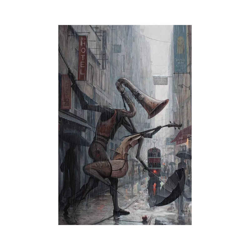 Life Is a Dance in the Rain by Adrian Borda - Wrapped Canvas Painting, 66.04 cm H x 45.72 cm W