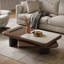 Table basse brune en fritté brun + bois massif