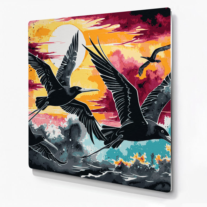 Frégate hawaïenne, art mural en métal brun, H 12 po x l 12 po