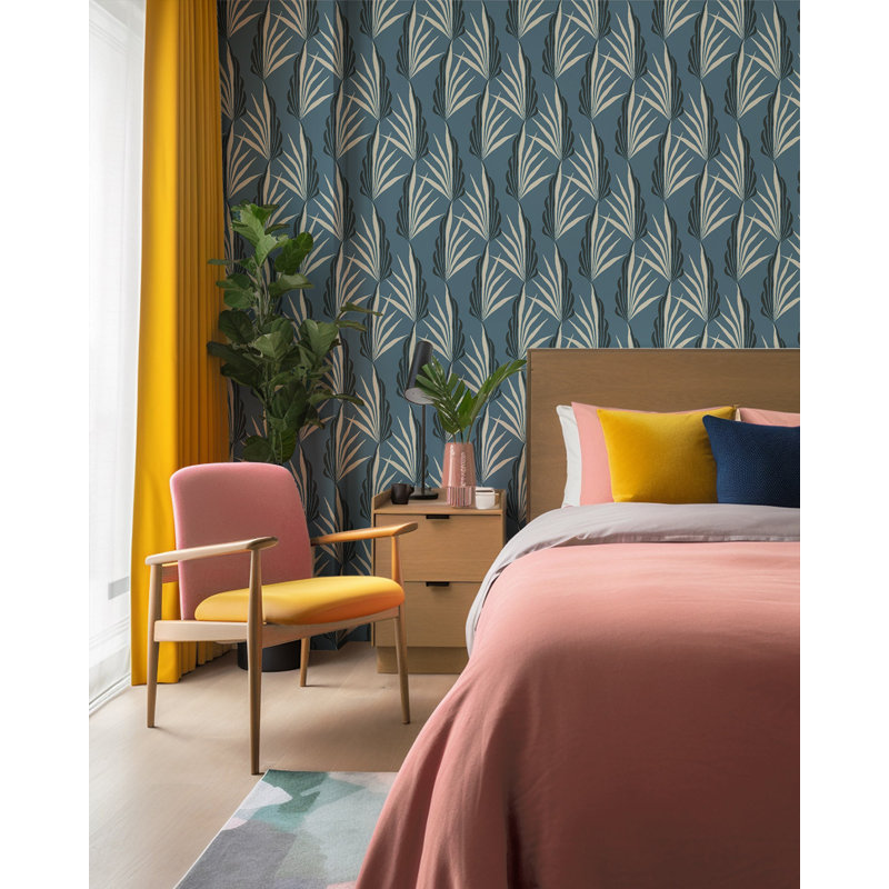 Areca Palm - Wallpaper, Blue, Non-pasted