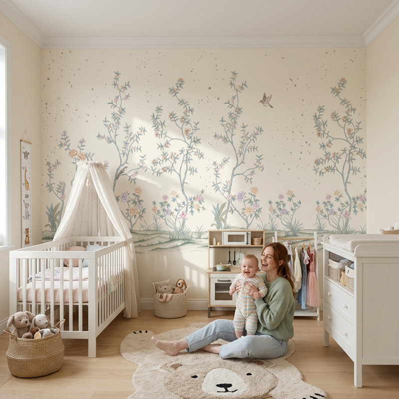 Décoration murale Chinoiserie, 160 po x 108 po, Peler et coller