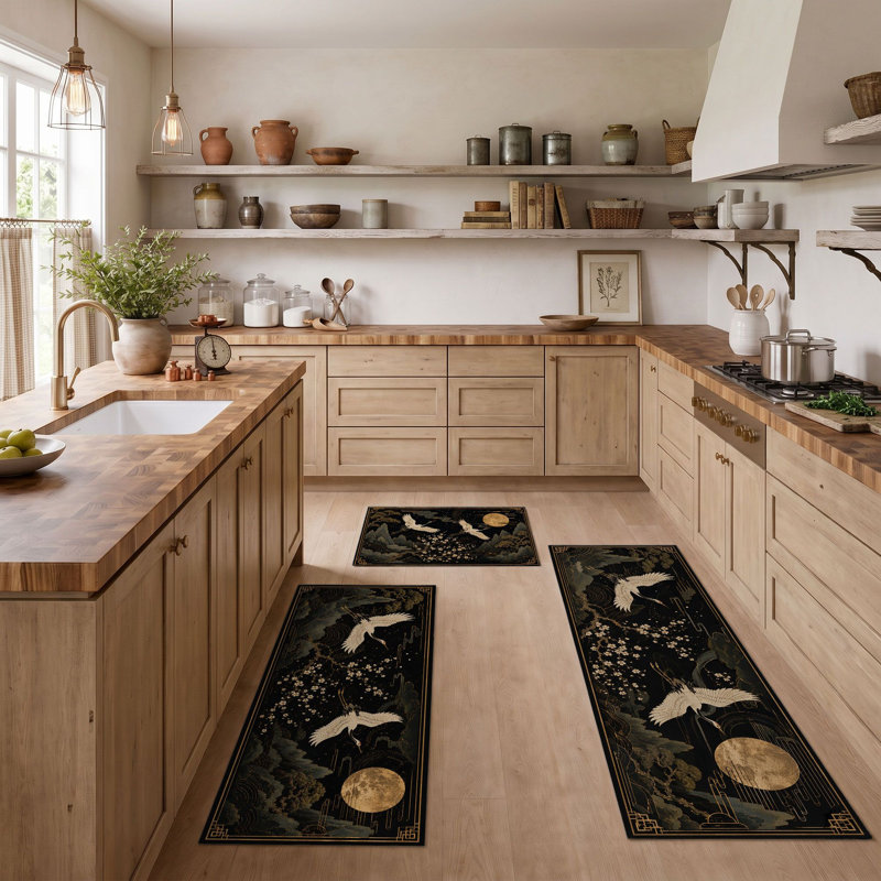Crane Moon Non-Slip Washable Kitchen Mats