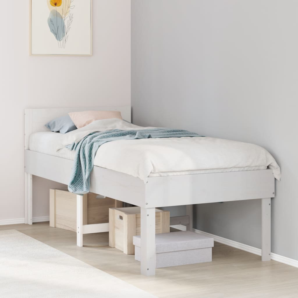 Vidaxl (White, 90 X 190 Cm) Bed Frame Without Mattress Bed Base Mattress Foundation Solid Wood Pine - Image 3