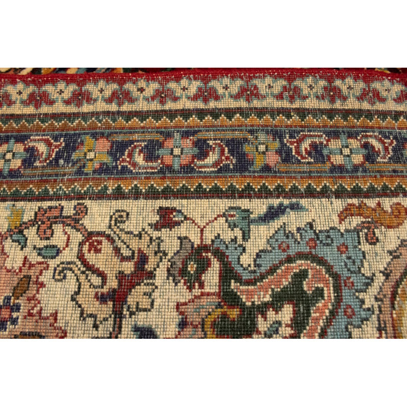 Tapis semi-antique rouge traditionnel rétro 10 x 15