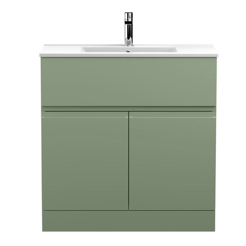 Urban 810mm Single Bathroom Vanity with Integrated Ceramic Basin, Satin Green