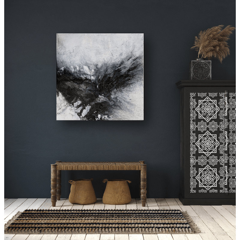 Noir et gris III - reproduction d'art sur toile, Toile tendue, H 48 po x l 48 po x P 1,5 po