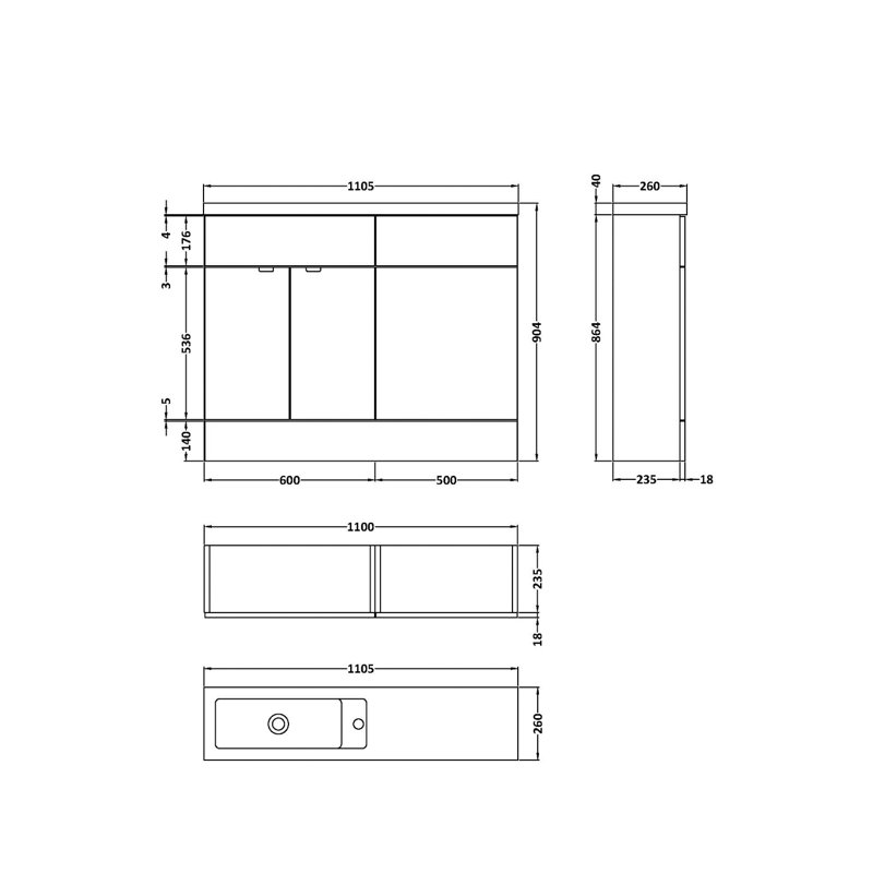 Caillen Bathroom Vanity with Basin, Grey Avola