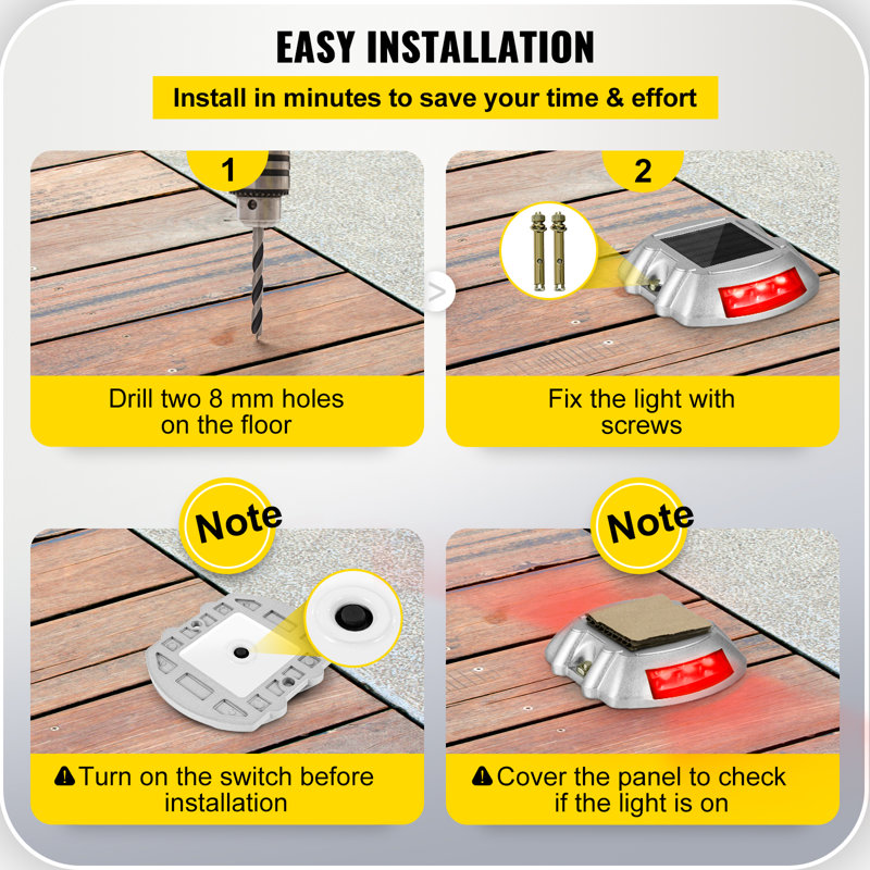 Solar Red LED Pathway Lights with Aluminum Shell, Set of 4
