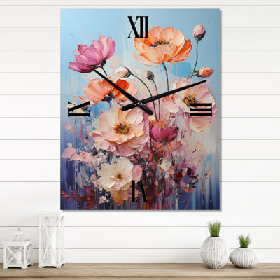 Delorese - Horloge murale champ de fleurs
