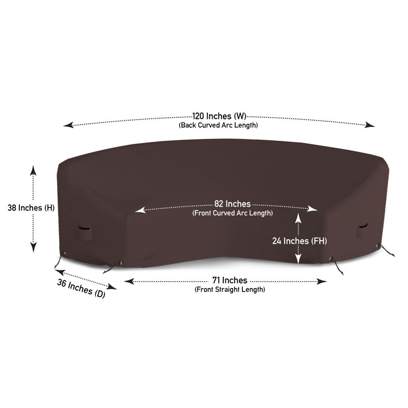 Outdoor Cover, 96.5cm H x 304.8cm W x 91.4cm D, Coffee