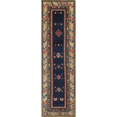 Antique Kazak Caucasian Blue 1880s Rug