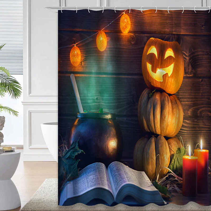 Rideau de douche Happy Halloween, 72" L x 84" W