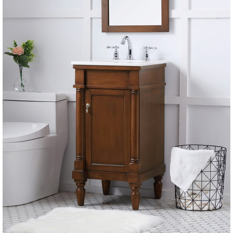 Ensemble de meuble-lavabo simple 18 po Lexington, Noyer, Blanc