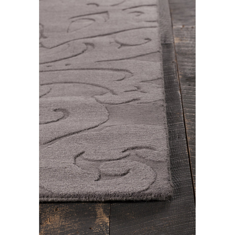 Tapis gris anthracite en laine touffeté à la main Griagal, Rond 8 pi
