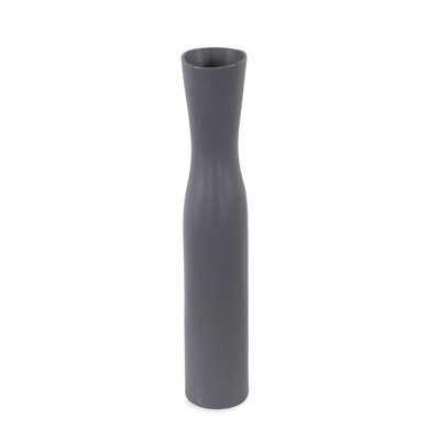 Vase court contemporain en céramique gris anthracite Larek