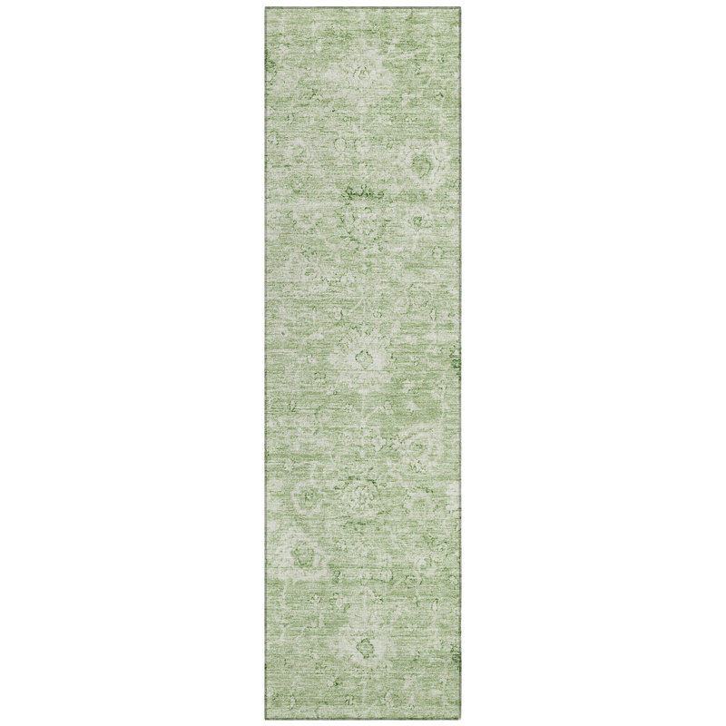 Chroma Green Washable Indoor-Outdoor Rug - , 2'3" x 7'6"
