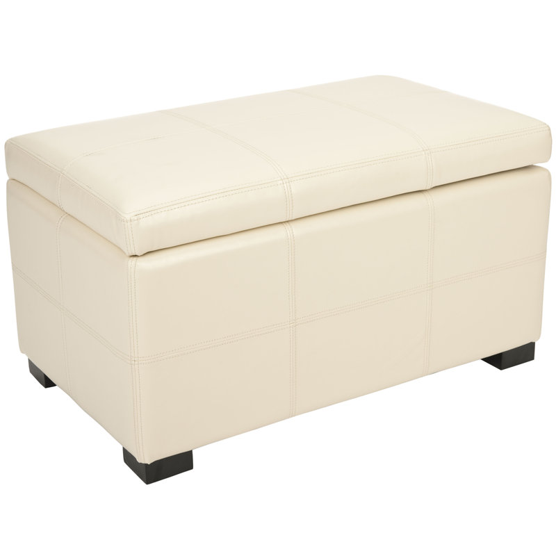 Graysie Faux Leather Upholstered Storage Bench, Cream