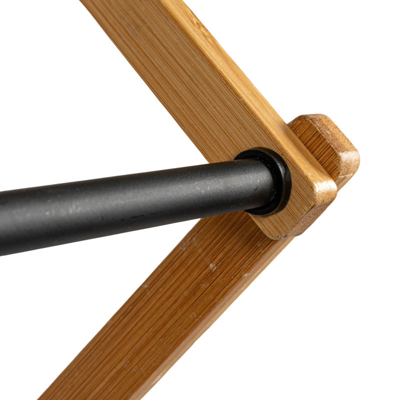 Compact Bamboo and Black Folding Clothes Drying Rack