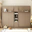 Lit simple escamotable double avec armoires et tablettes, unité de rangement compacte, gris-368547665