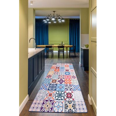 Tapis d'entrée de qualité supérieure, 100% polyester, 2,6 x 9,8 pi, hauteur des poils de 0,2 po | Antibactérien, antidérapant, dessous lavable à la machine | Durable et facile d'entretien, idéal pour les vestibules et les salons, conception élégante