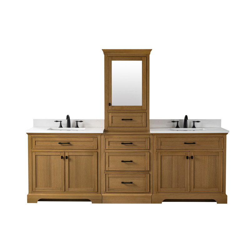 Ensemble de meuble-lavabo double 96 po Arruda, Chêne